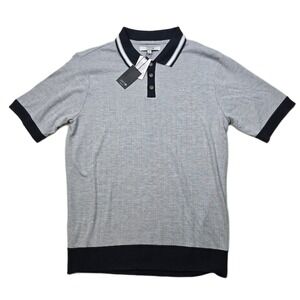JOES JEANS Knit Polo Shirt Mens Large Gray Short Sleeve Button Up $158‎ NEW